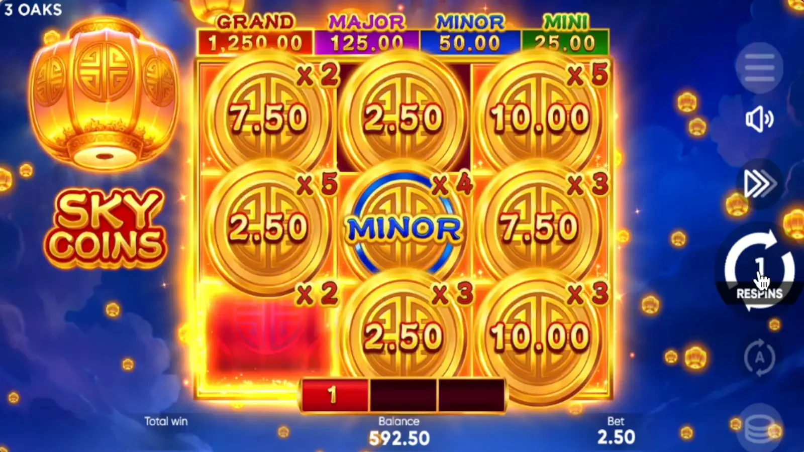 Sky Coins Slot Multiplier Feature