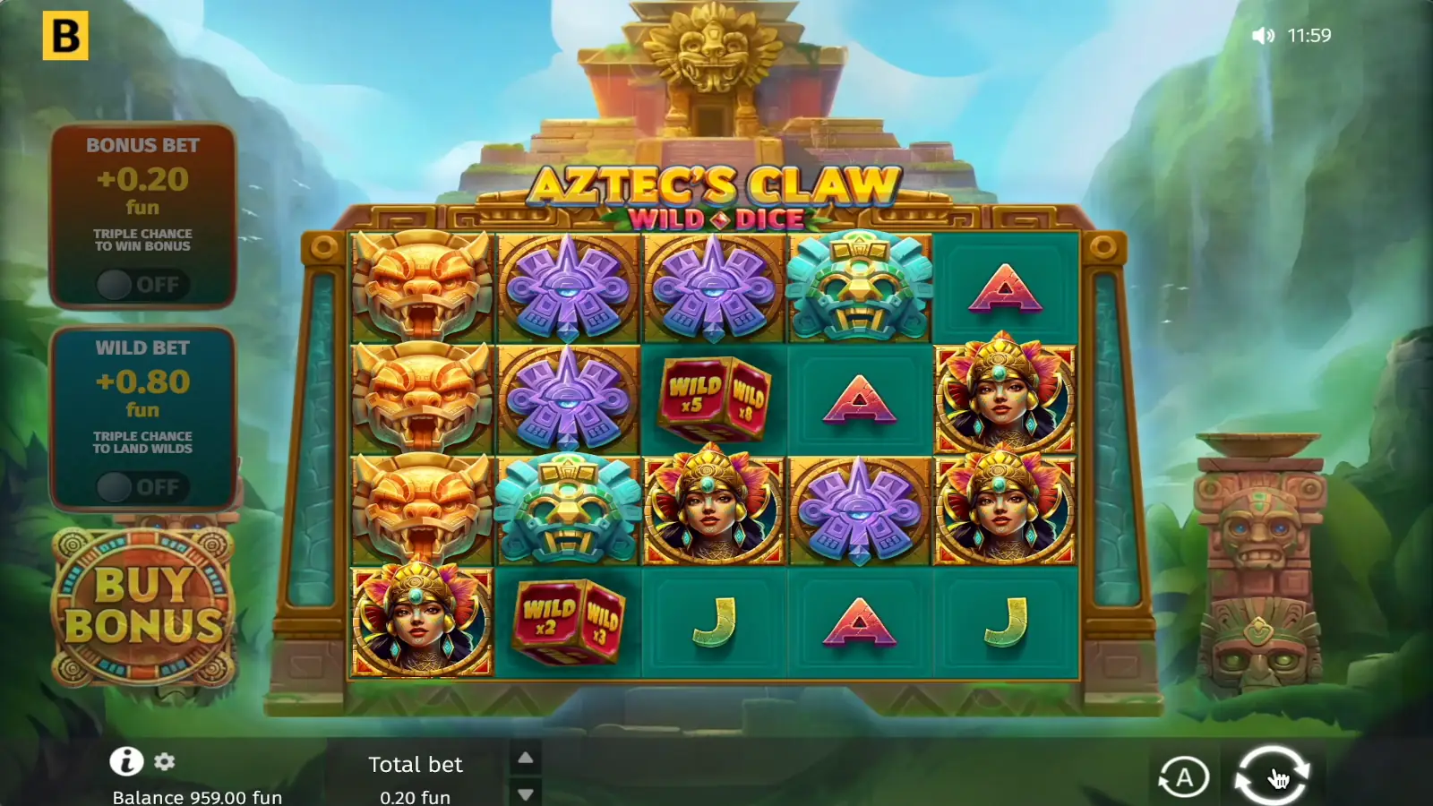 Aztec's Claw Wild Dice Slot Wild Multiplier Feature