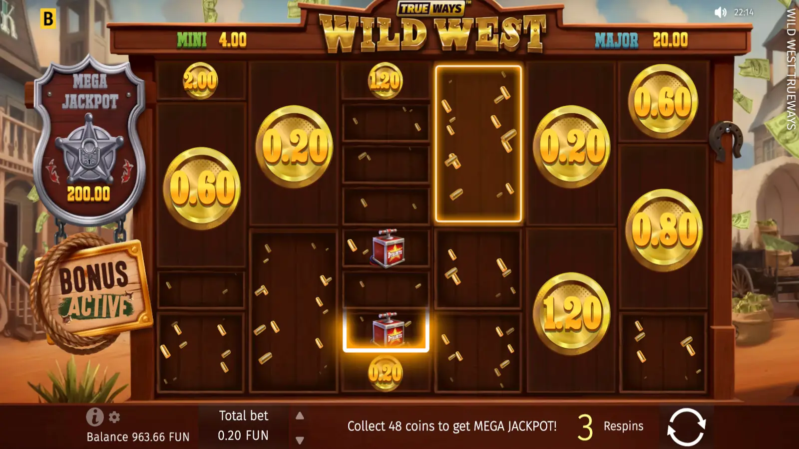 Wild West Trueways Slot Coin Respin