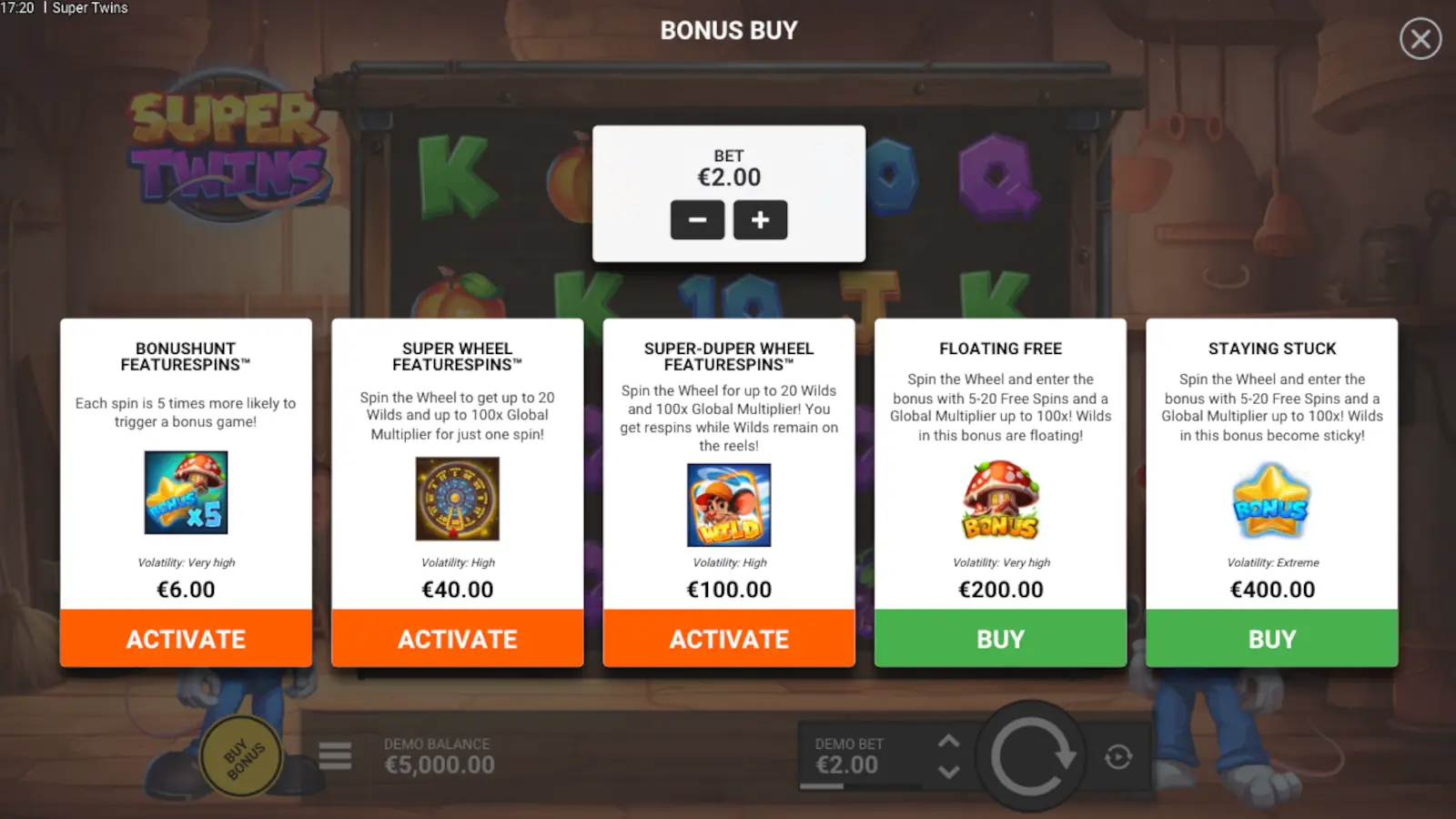 Super Twins Slot Bonus Buy Options