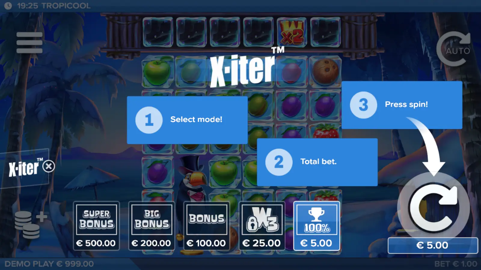 Tropicool Slot X-iter Menu