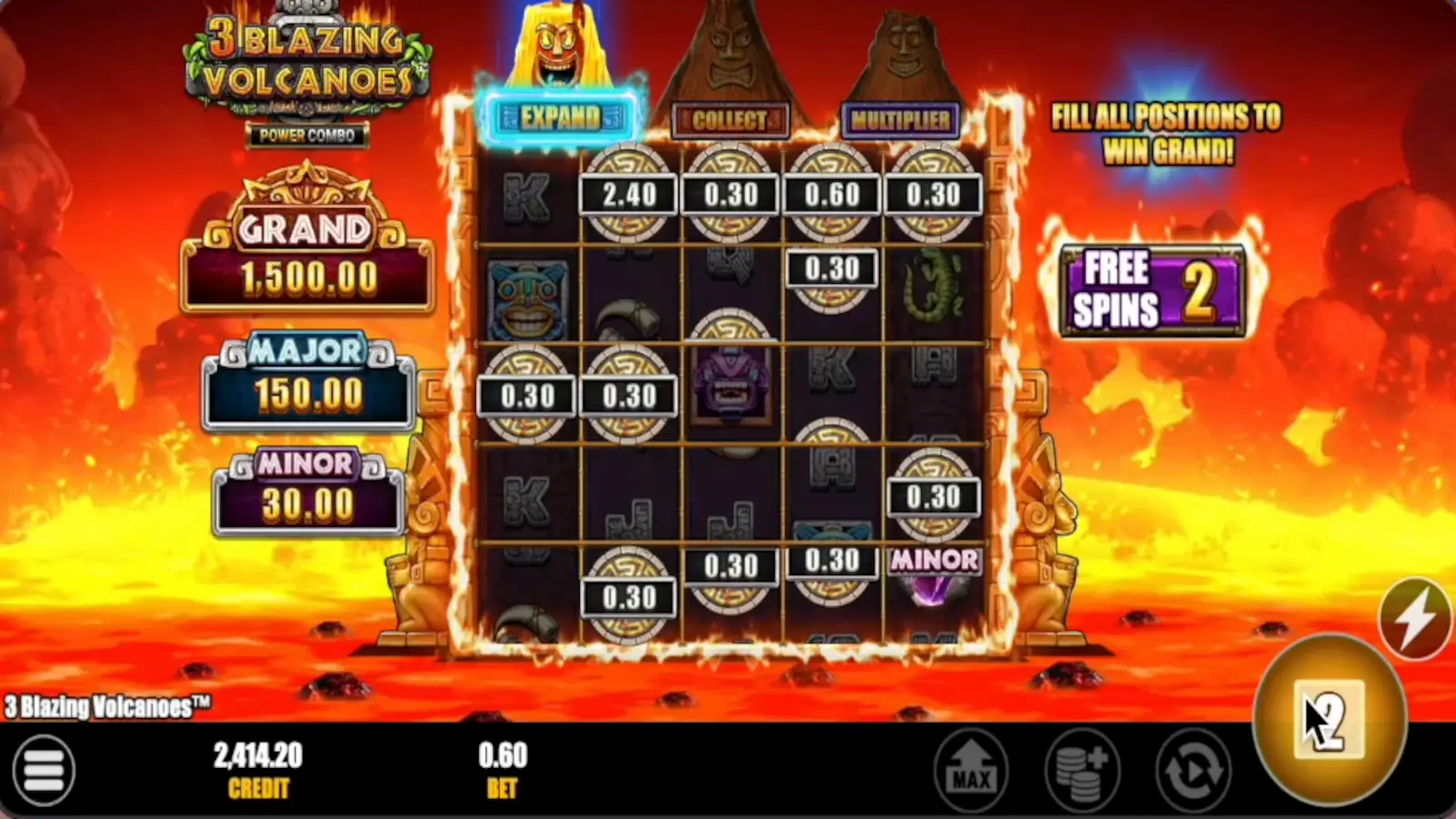 3 Blazing Volcanoes Power Combo Slot Link&Win™ Feature