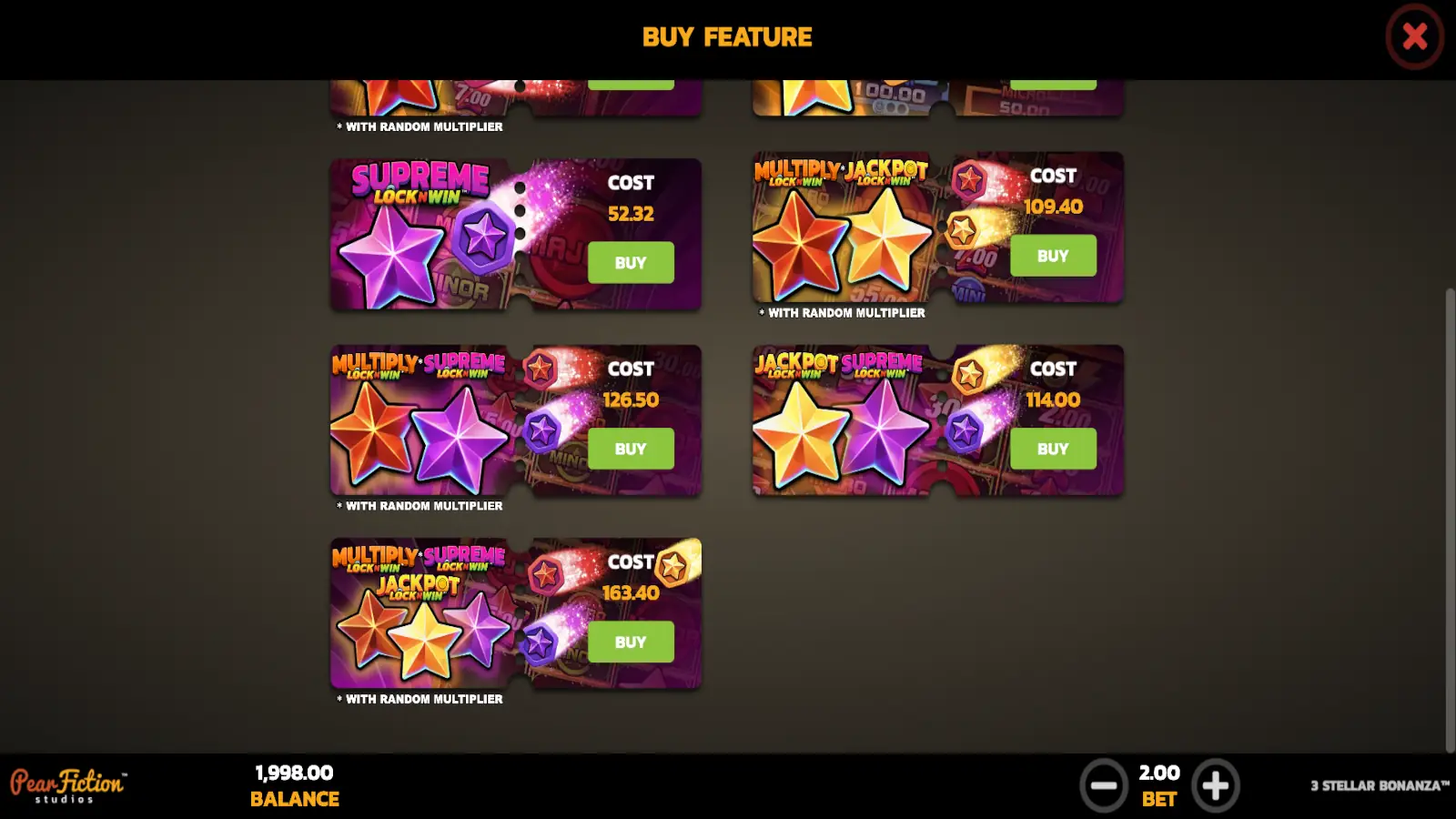 3 Stellar Bonanza Slot Buy Feature