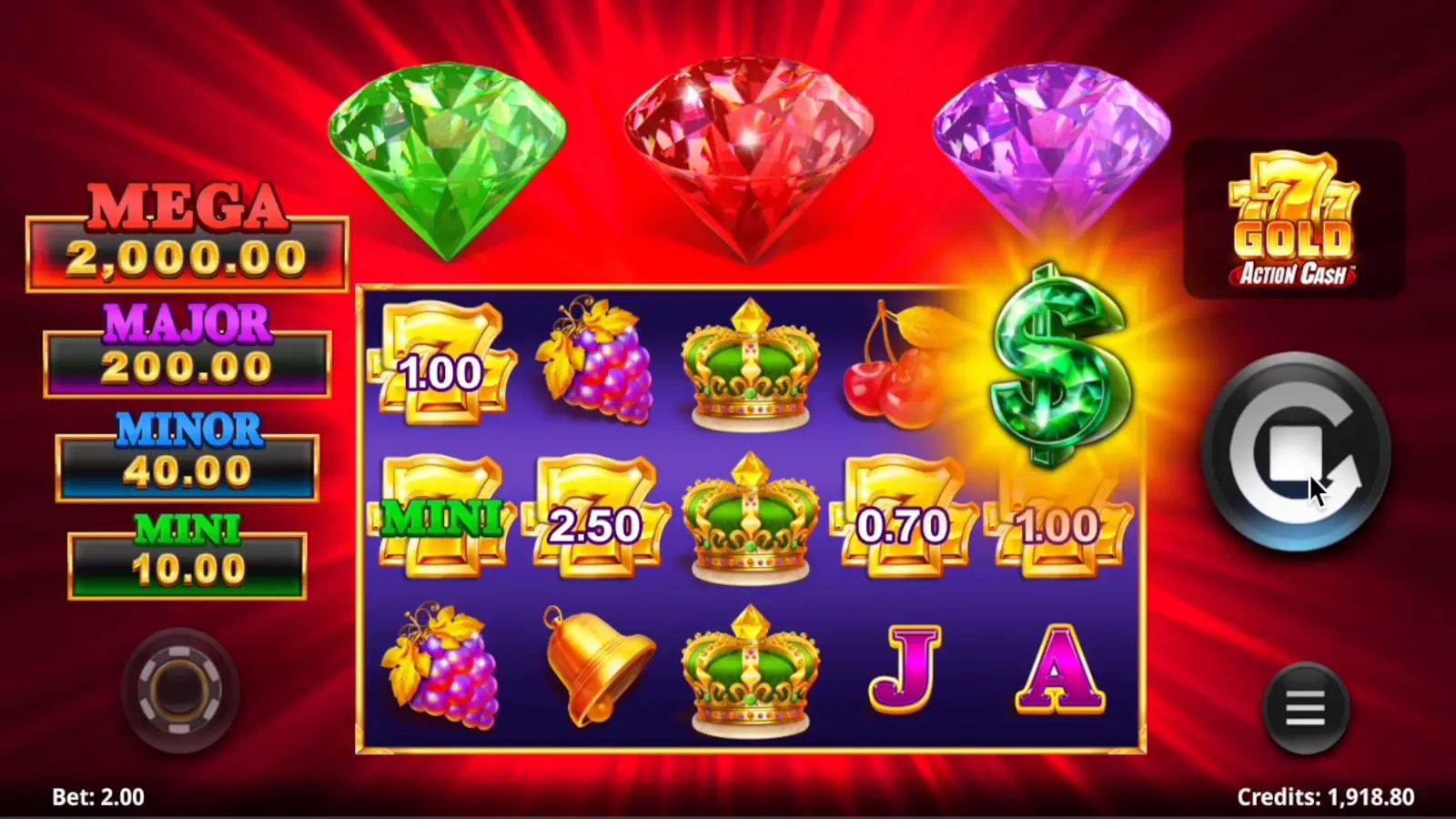 777 Gold Action Cash Slot Action Cash™ Feature