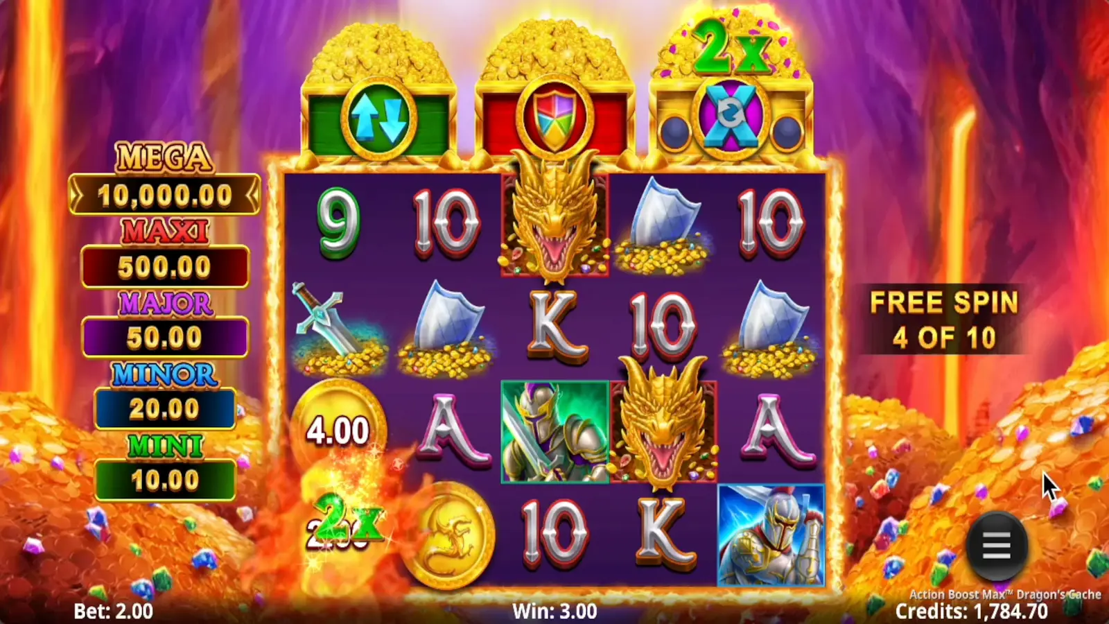 Action Boost Max Dragons Cache Slot Purple Coin Action Boost Max™