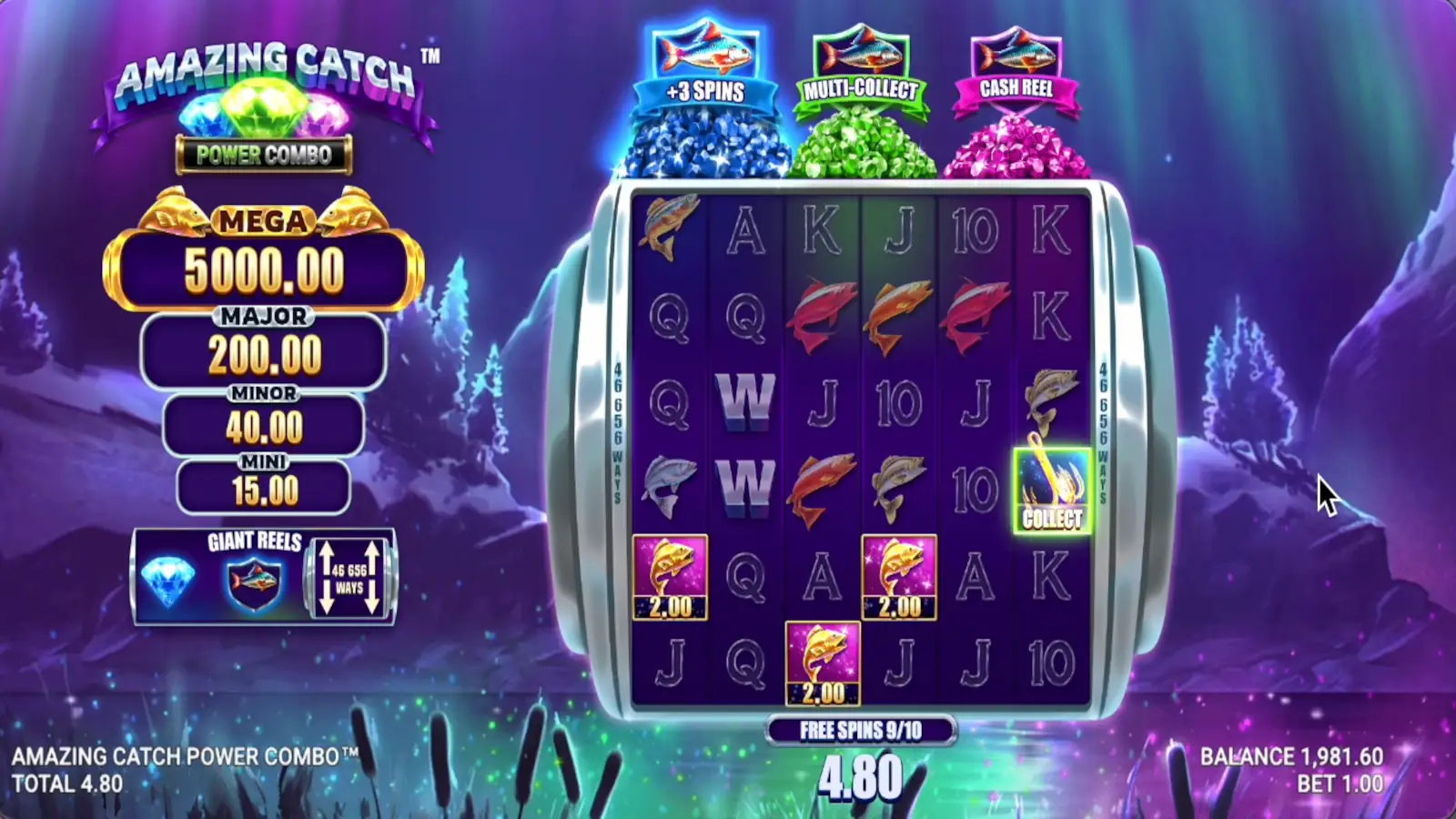 Amazing Catch Power Combo Free Spins Trigger