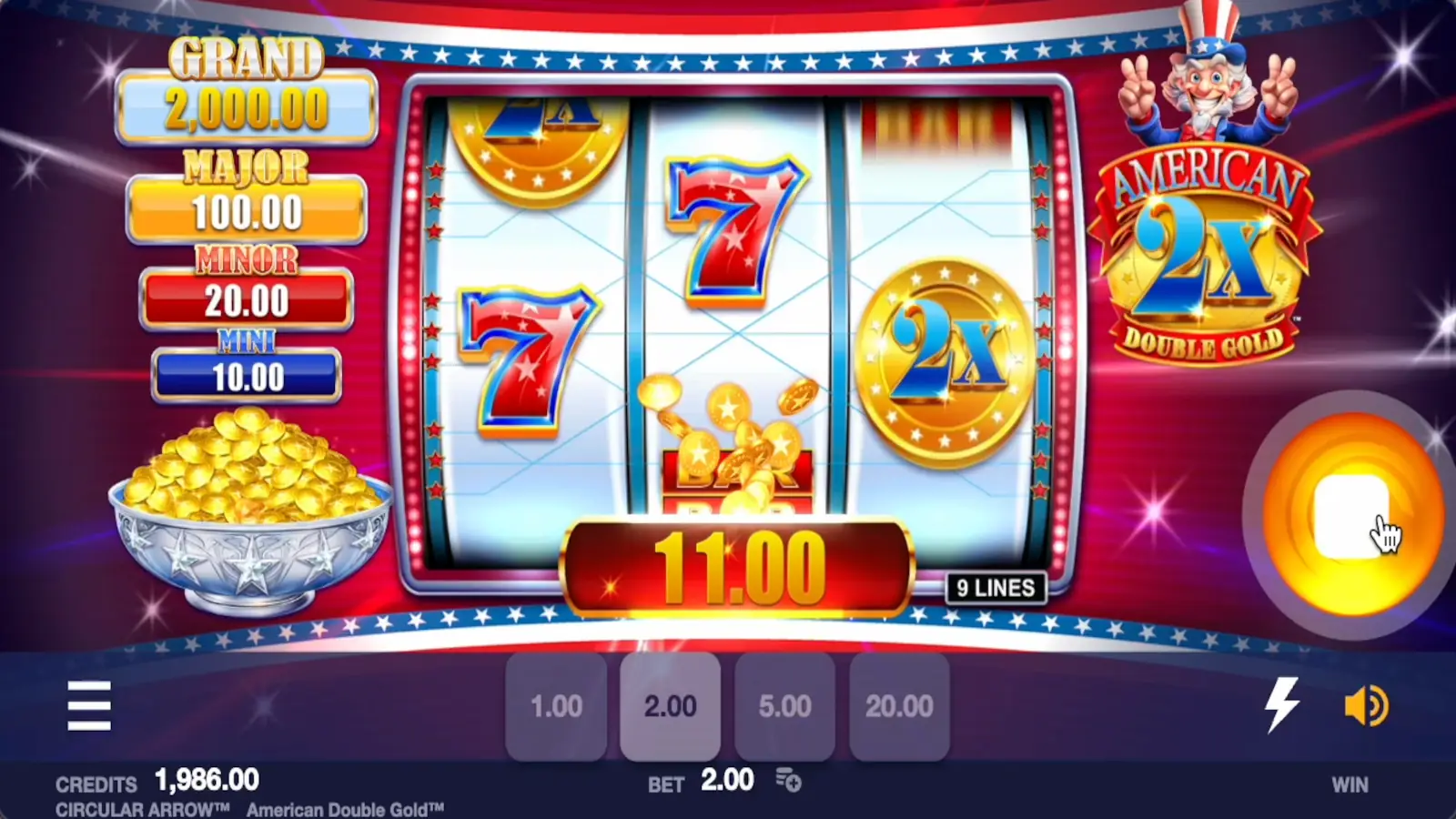 American Double Gold Slot Wild Symbols