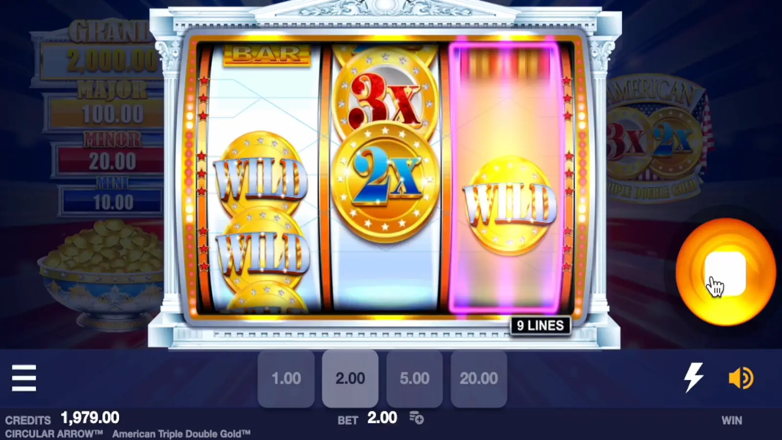 American Triple Double Gold Slot Wild Symbols