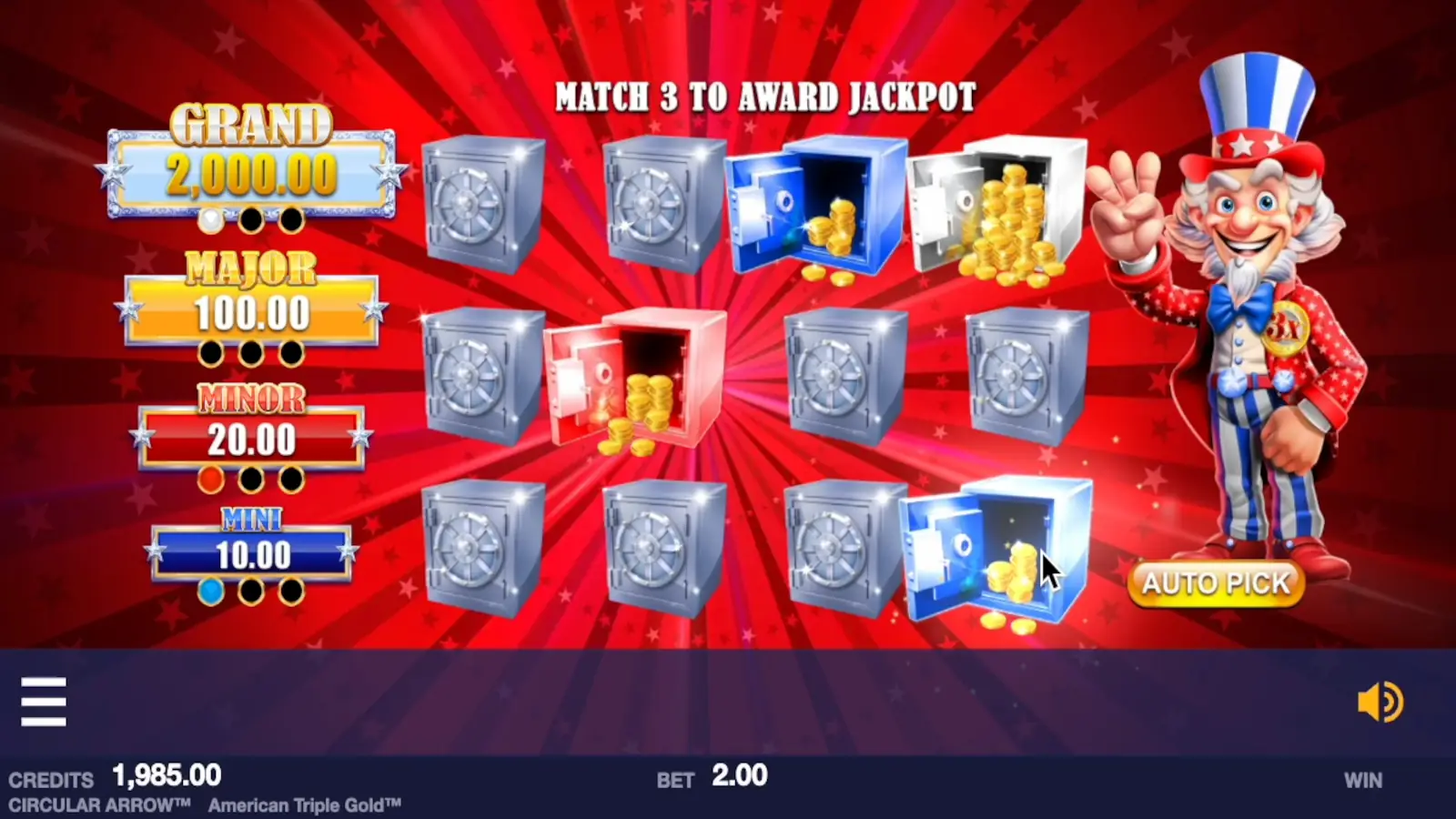 American Triple Gold Slot Jackpot Pick Game