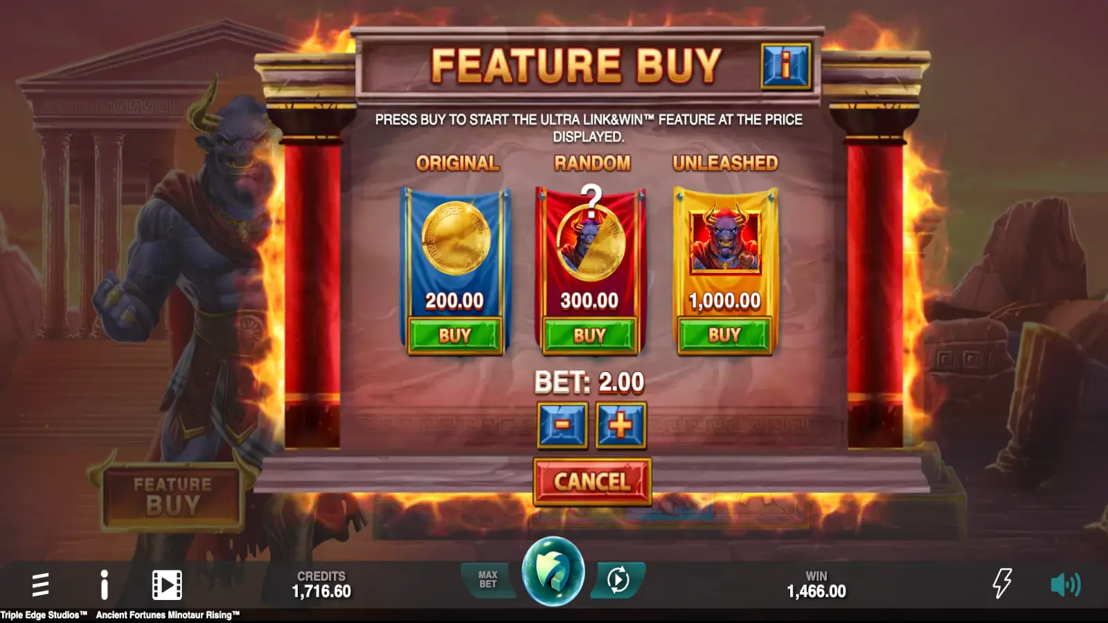 Ancient Fortunes Minotaur Rising Slot Rising Rewards™ Jackpot Feature