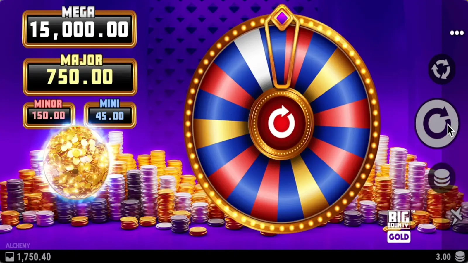 Big Bounty Gold Slot Wheel Bonus Game