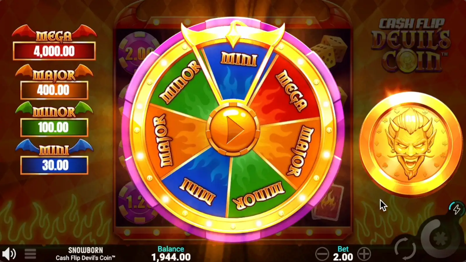 Cash Flip Devils Coin Slot Jackpot Wheel Feature