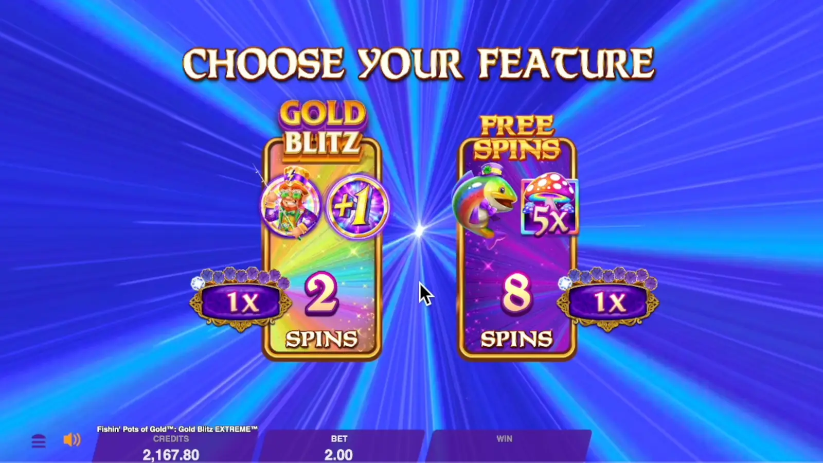 Fishin Pots of Gold Gold Blitz EXTREME Slot Bonus Choise