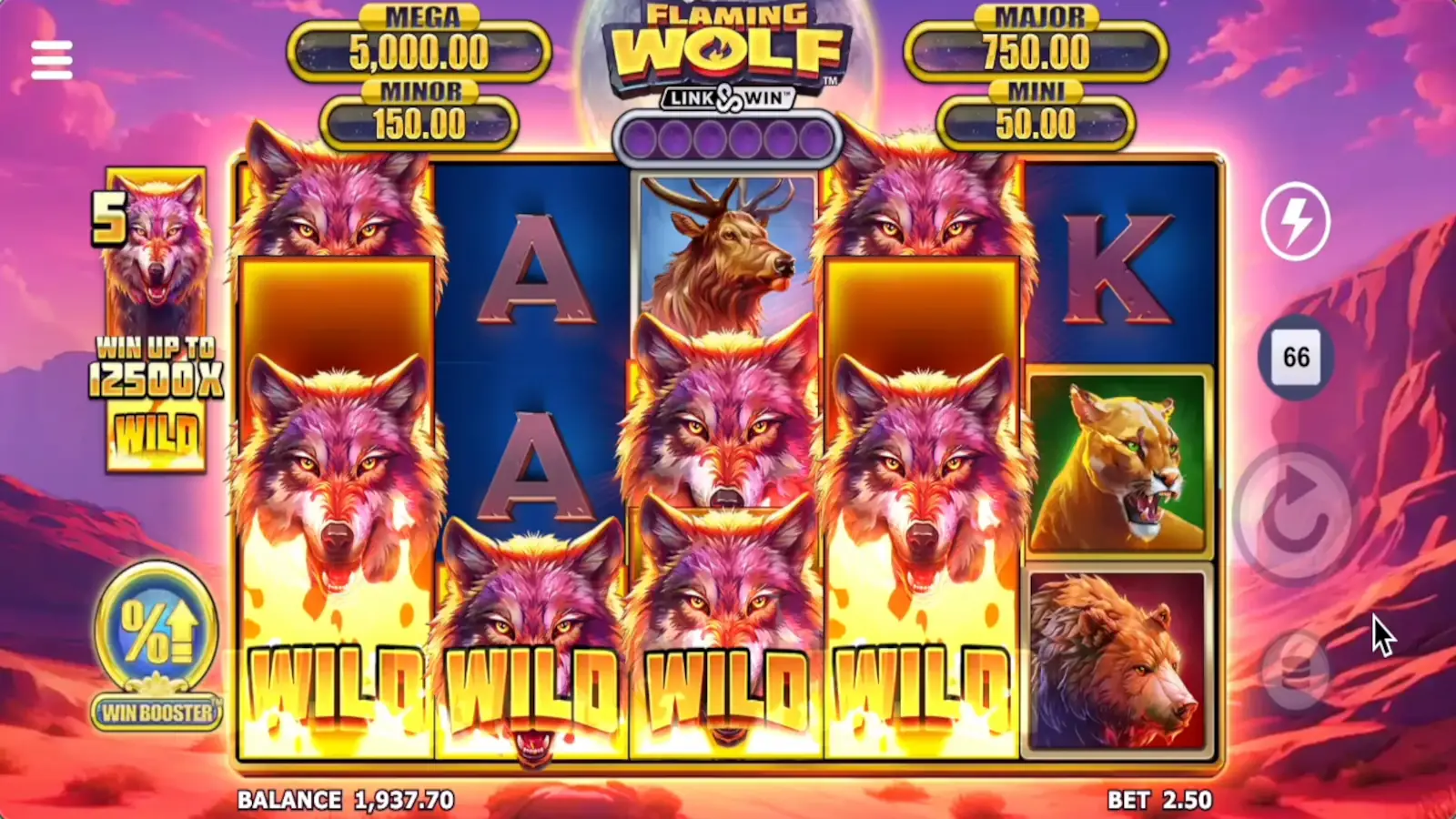 Flaming Wolf Link&Win Slot Wild Symbols