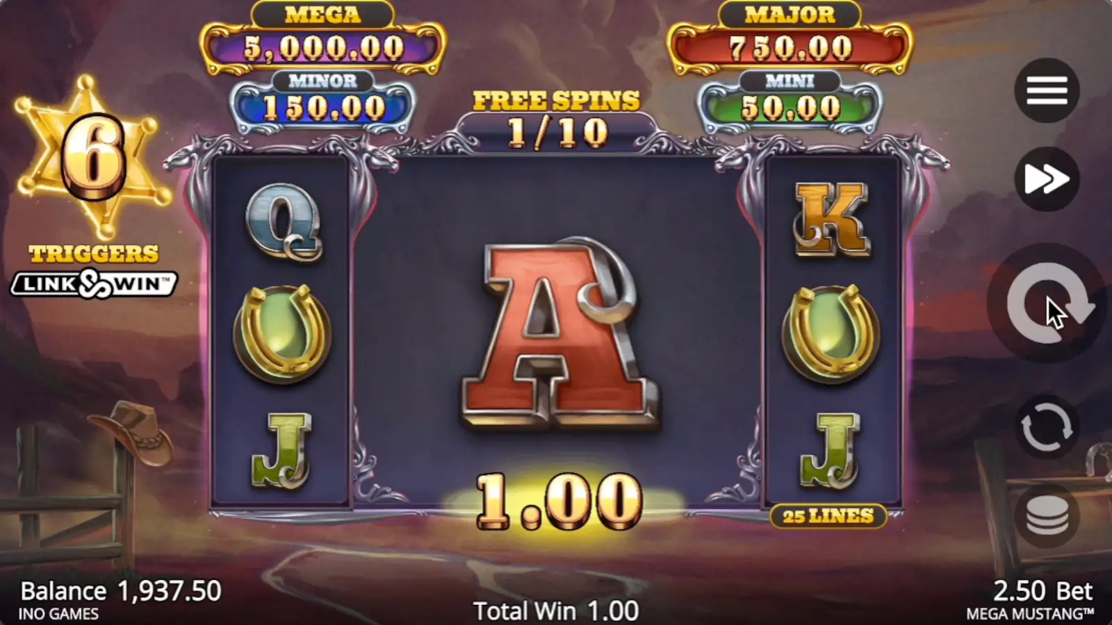 Mega Mustang Slot Free Spins