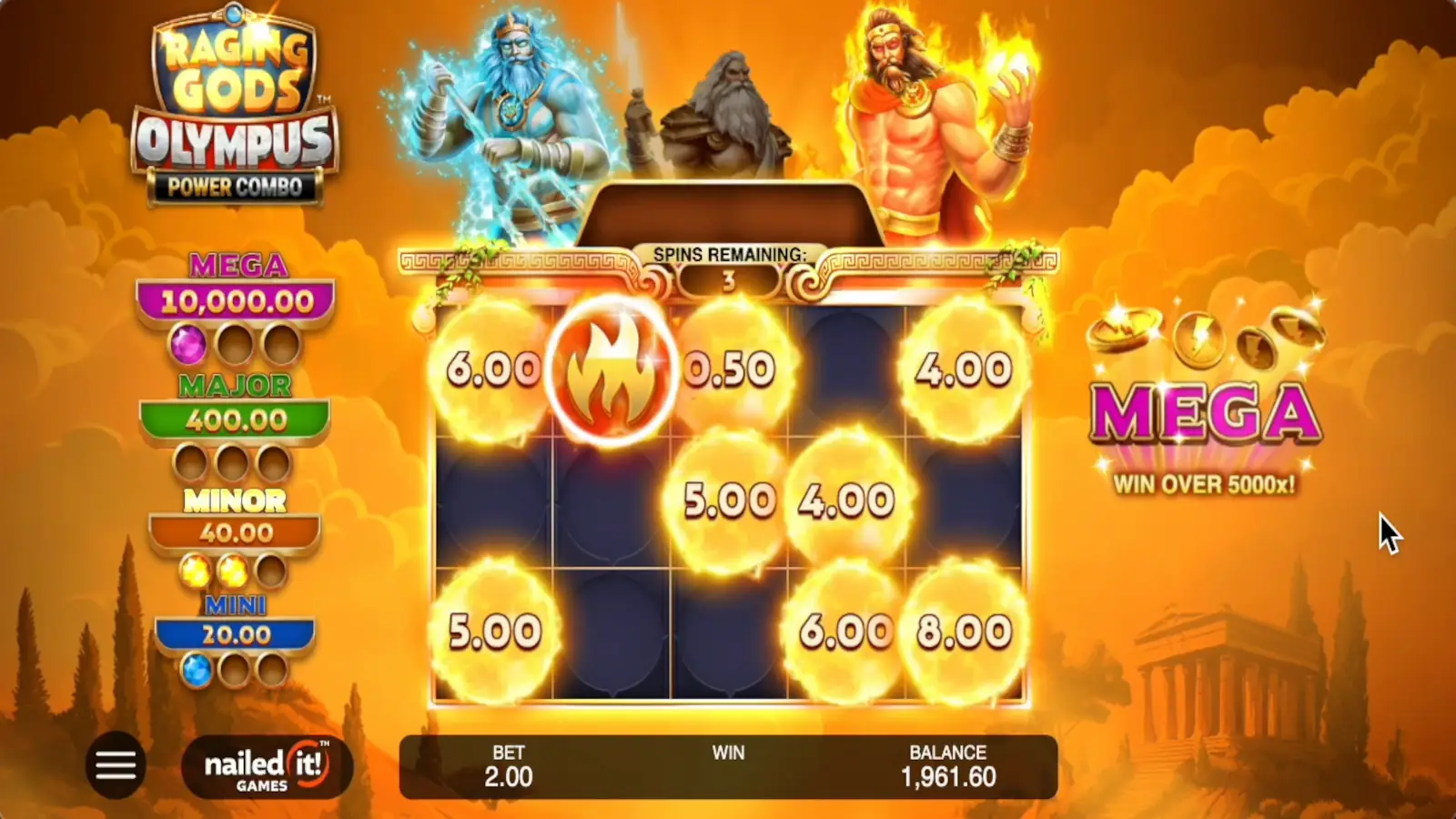 Raging Gods Olympus Slot Power Combo Bonus Game