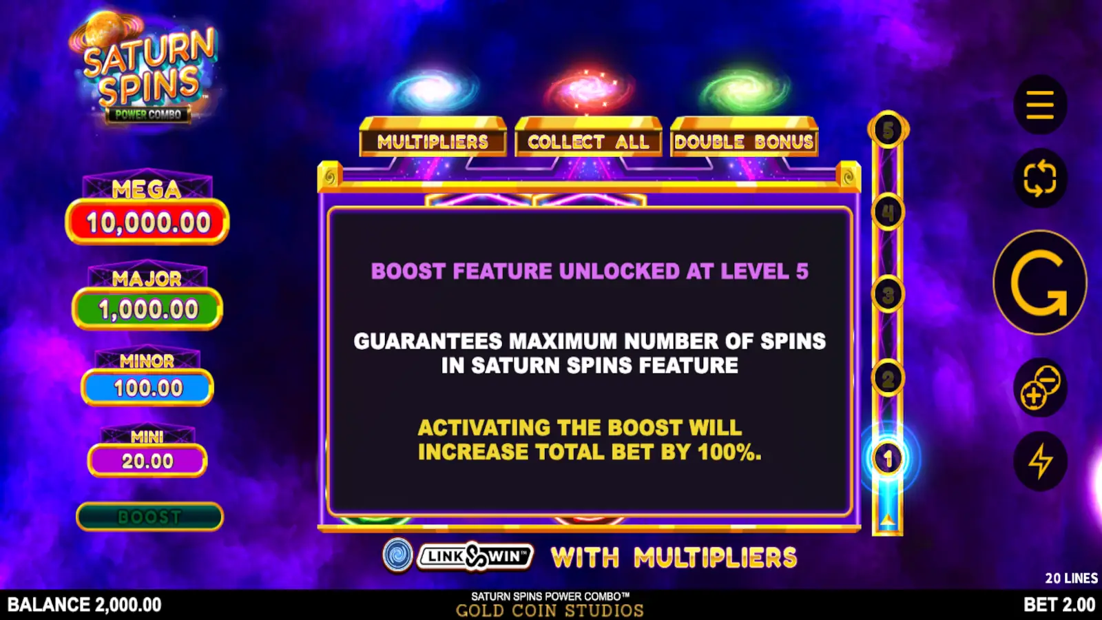 Saturn Spins Power Combo Slot Boost Feature