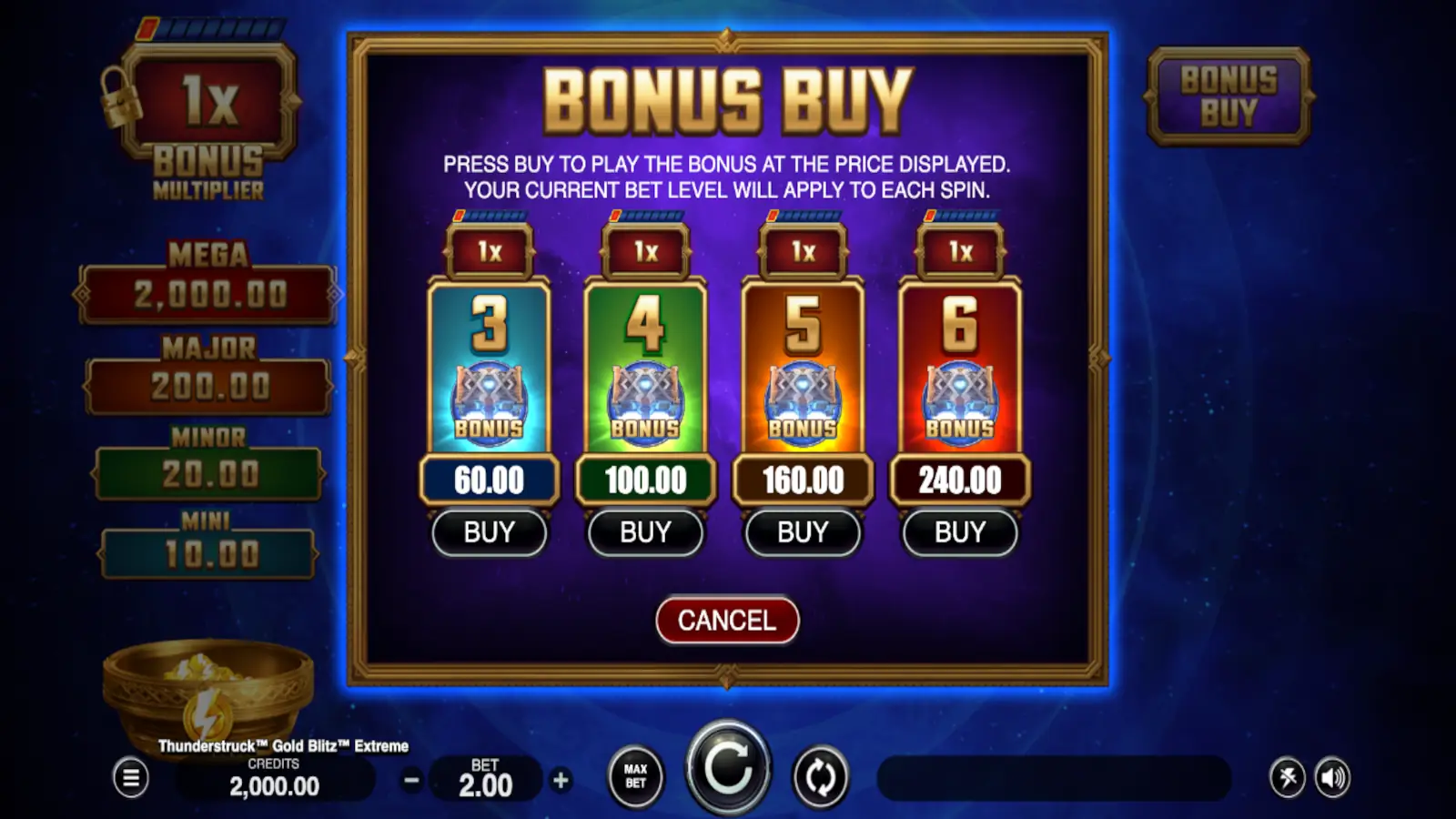 Thunderstruck Gold Blitz Extreme Slot Bonus Buy