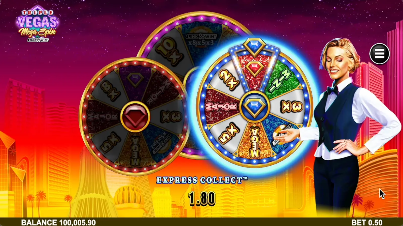 Triple Vegas Mega Spin Slot Wheel Bonus Feature