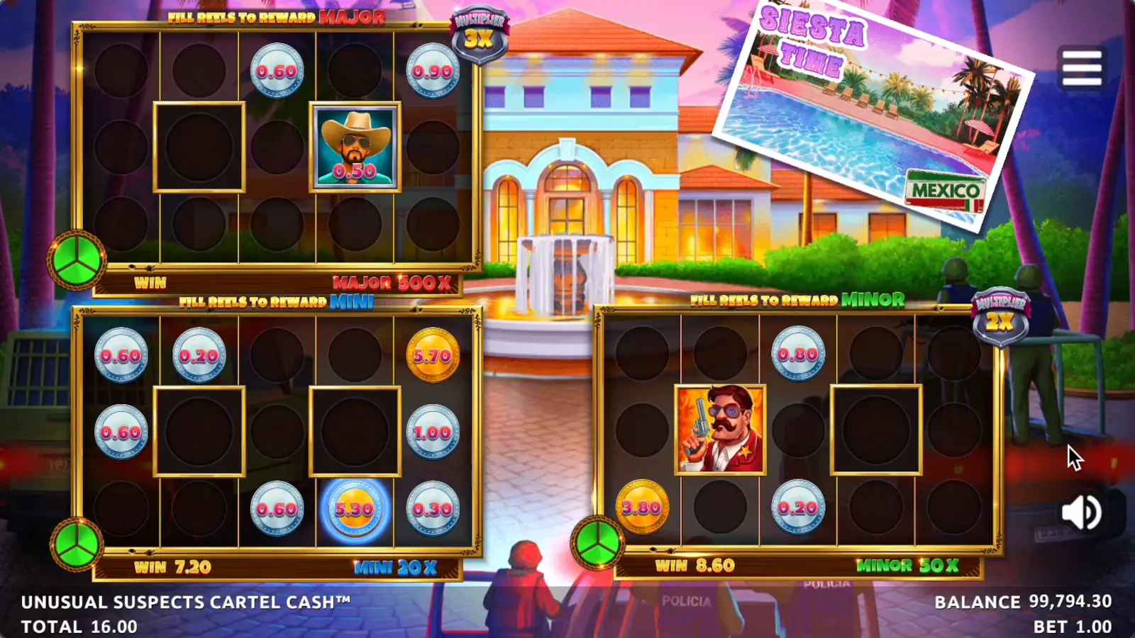 Unusual Suspects Cartel Cash Slot Link&Win™ 4Tune Feature