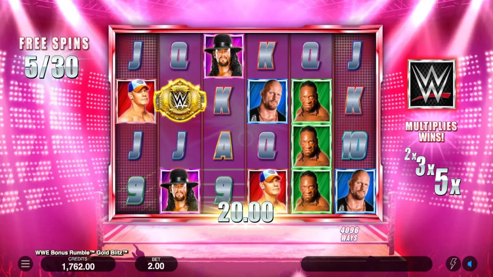 WWE Bonus Rumble Gold Blitz Slot Free Spins