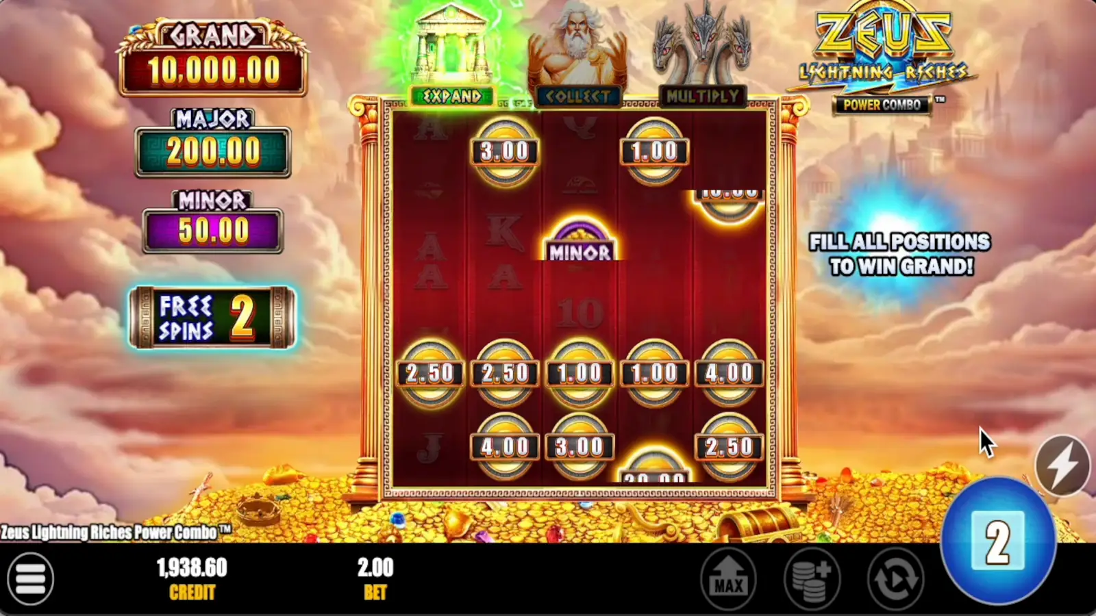 Zeus Lightning Riches Power Combo Slot Green Power Combo Scatter (Titan Reels Feature)