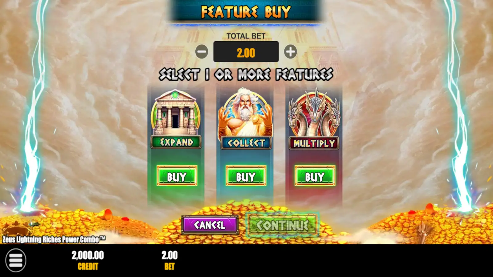 Zeus Lightning Riches Power Combo Slot Buy Feature