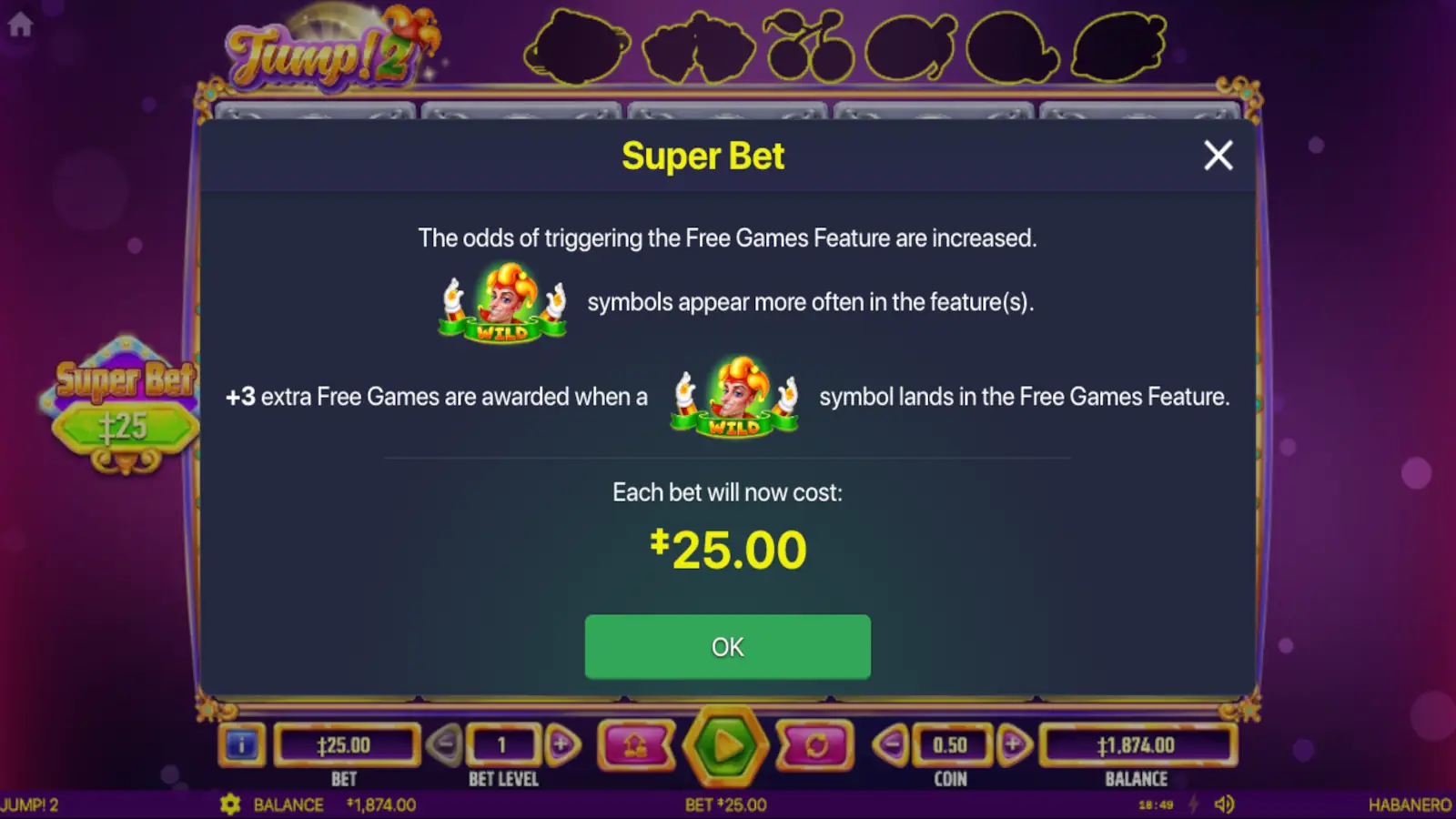 Jump! 2 Slot Super Bet Feature