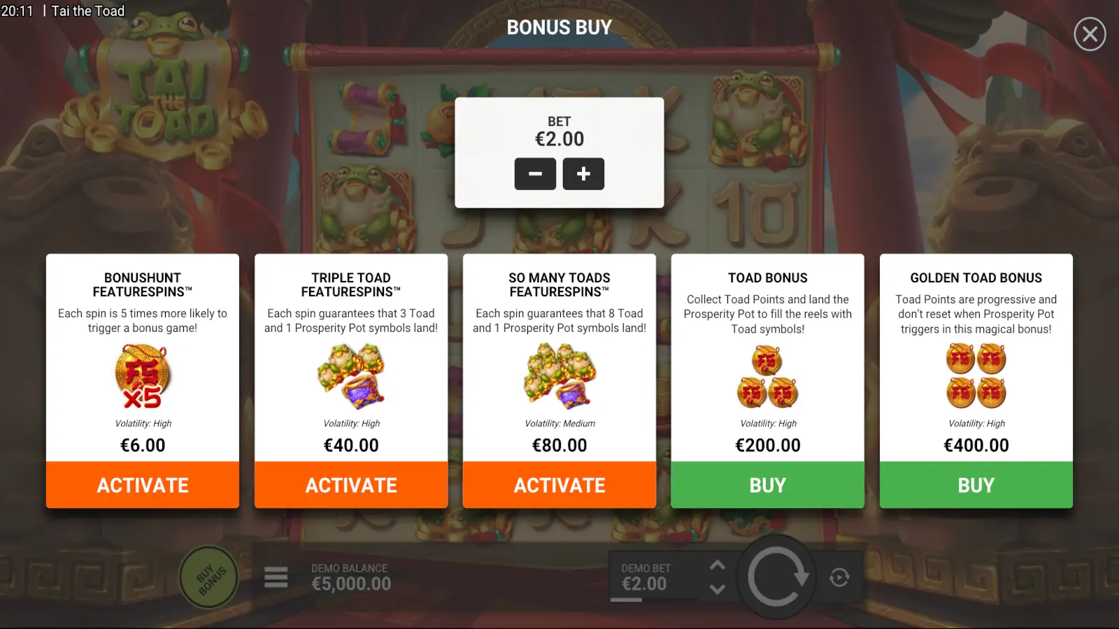 Tai the Toad Slot Golden Toad Bonus