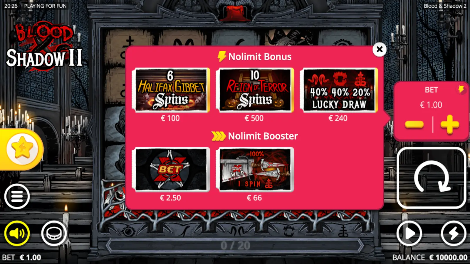 Blood & Shadow 2 Slot Nolimit Booster & xBet Features