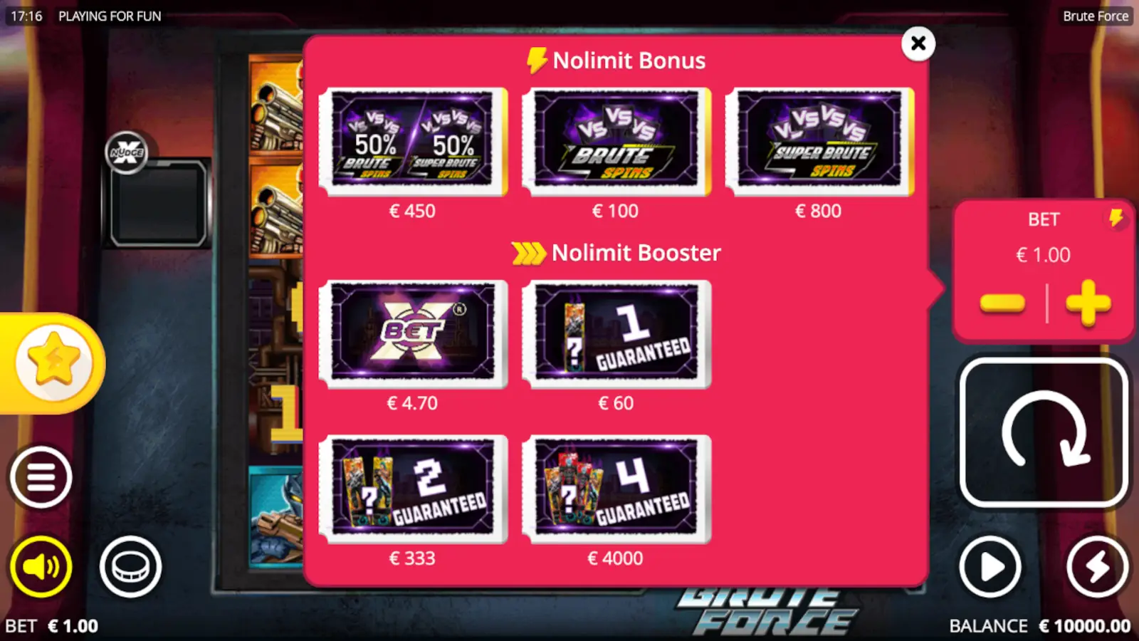 Brute Force Slot Nolimit Booster & Nolimit Bonus Buy