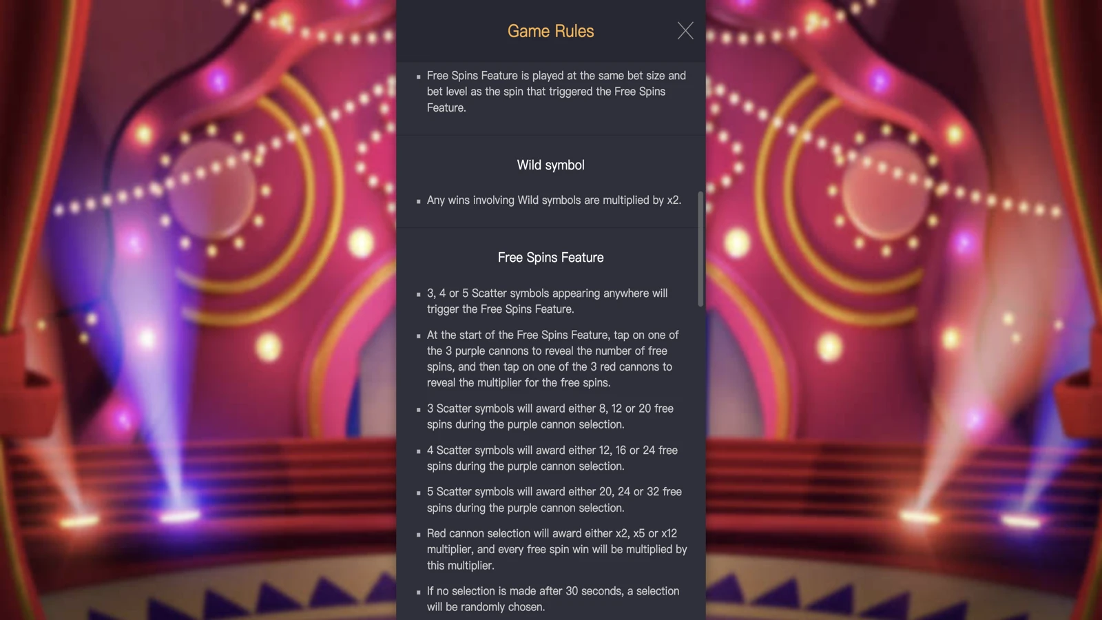 Circus Delight rules 2