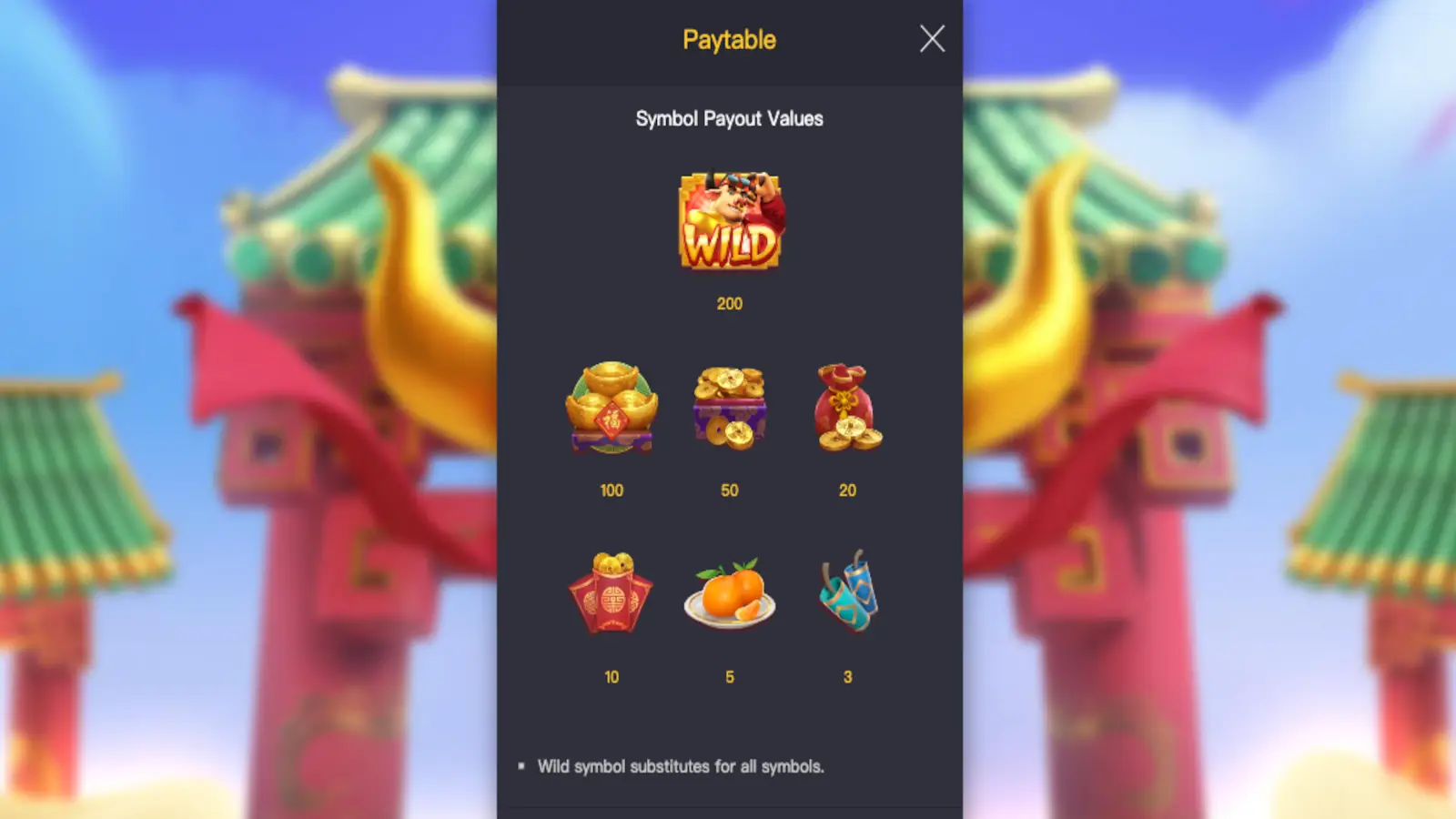 Fortune Ox Slot Symbols and Paytable