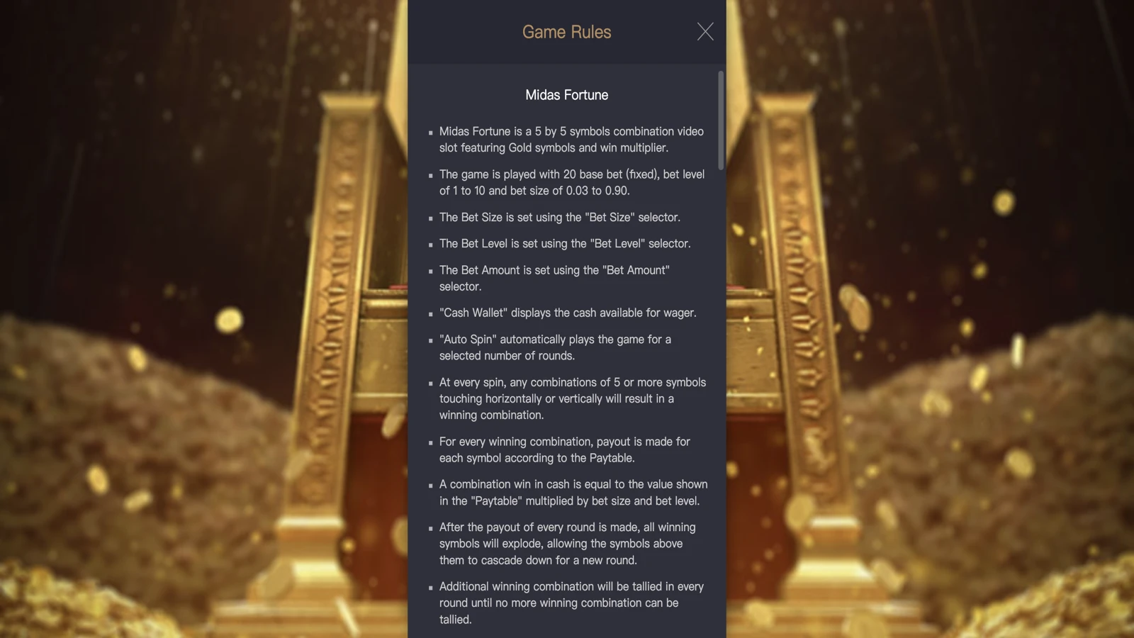 Midas Fortune rules 1