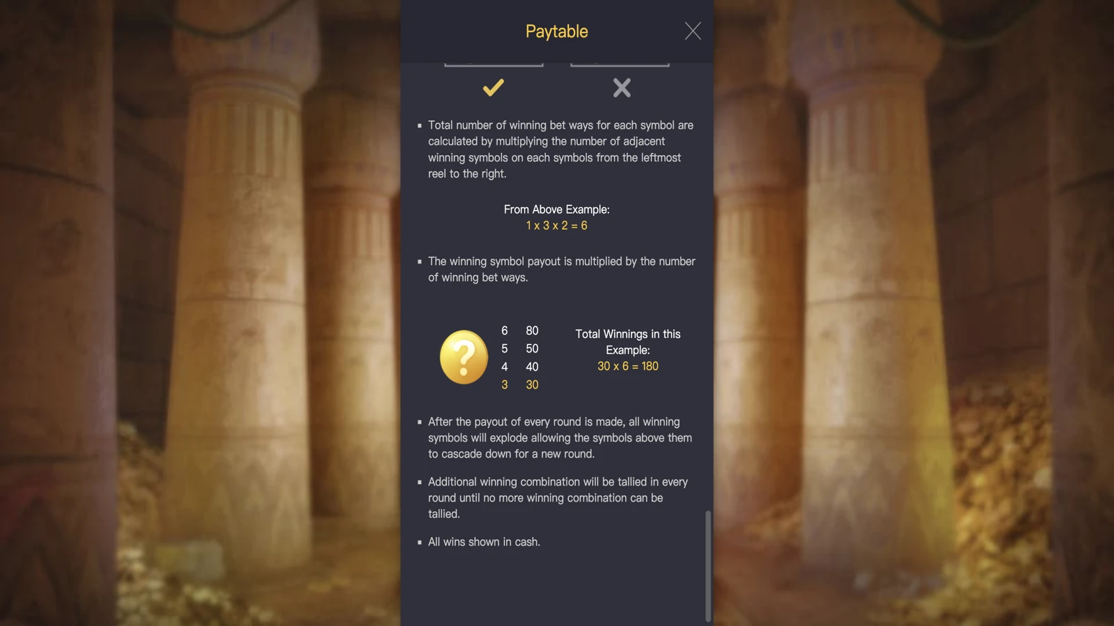 Raider Jane’s Crypt of Fortune paytable 5
