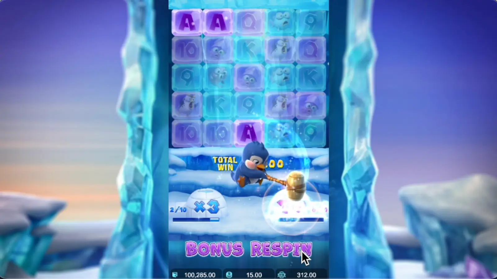 The Great Icescape Slot Bonus Respin Feature