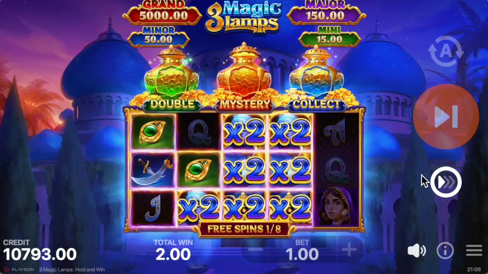 3 Magic Lamps: Hold and Win Slot Free Spins