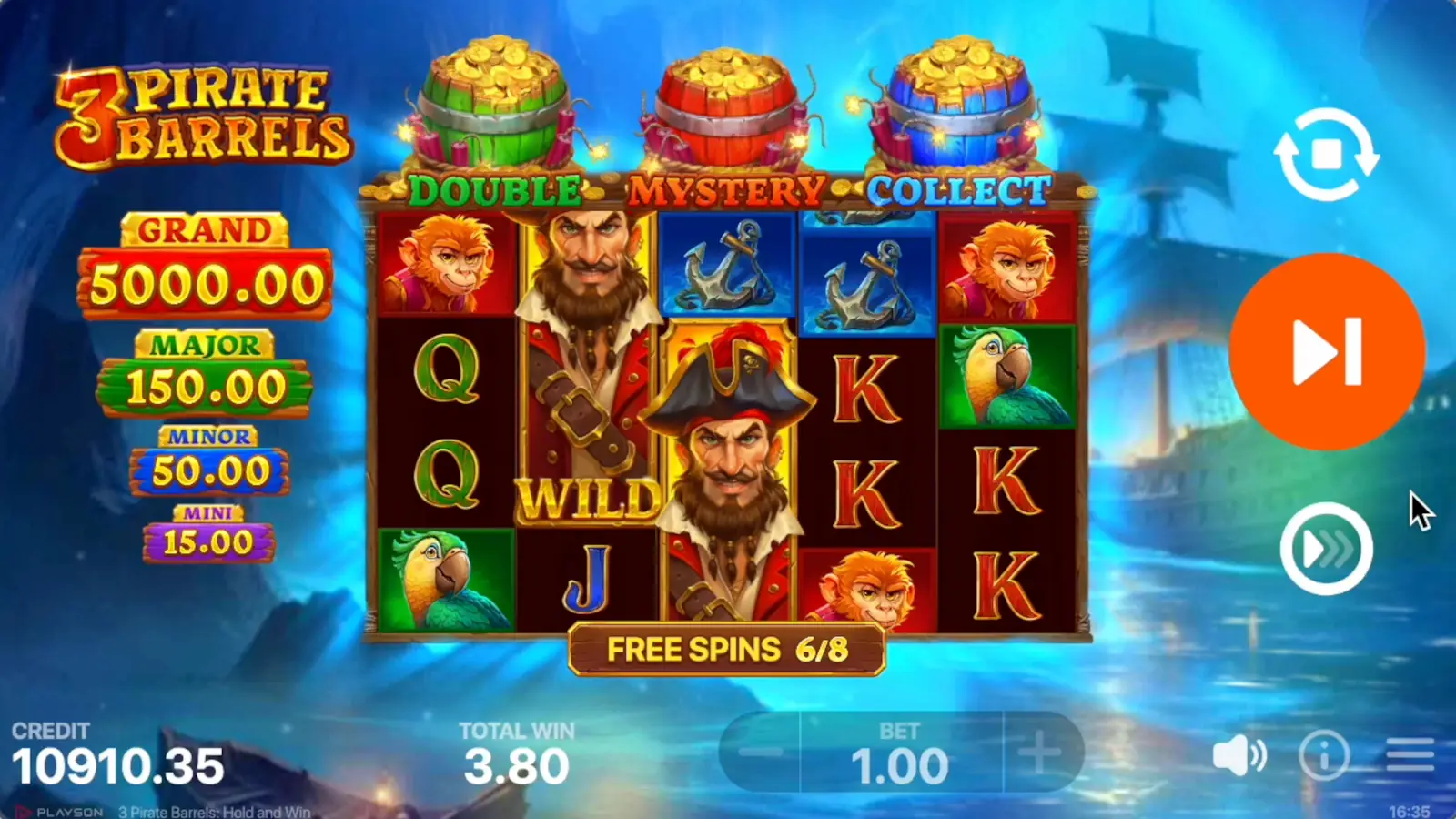 3 Pirate Barrels: Hold and Win Slot Free Spins