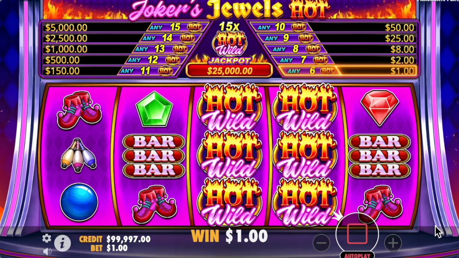 Joker’s Jewels Hot Slot Bonuses and Special Features