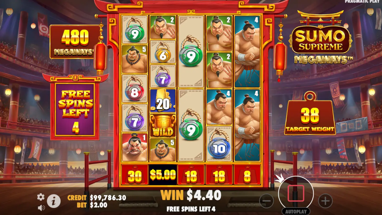 Sumo Supreme Megaways Slot Target Weight Feature