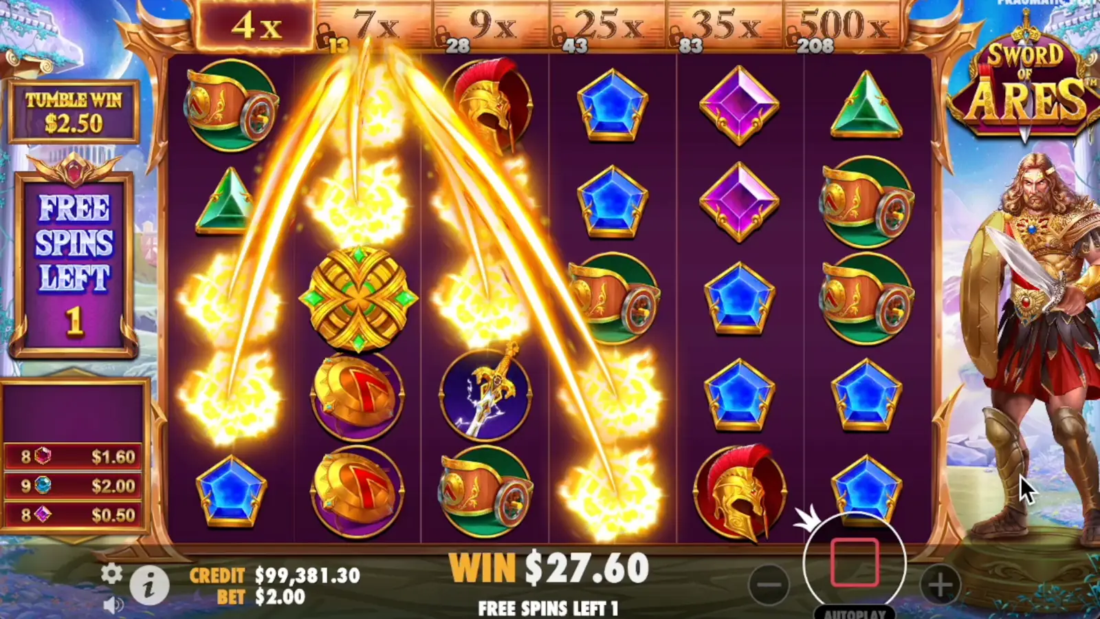 Sword of Ares Free Spins