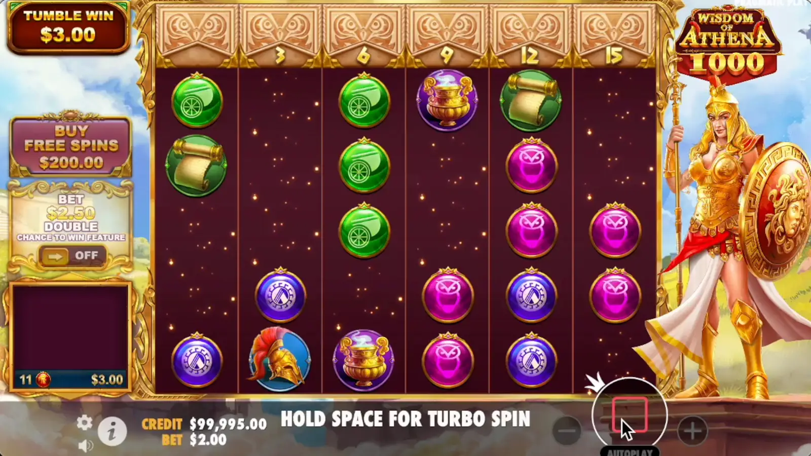 Wisdom of Athena 1000 Slot Tumble Feature