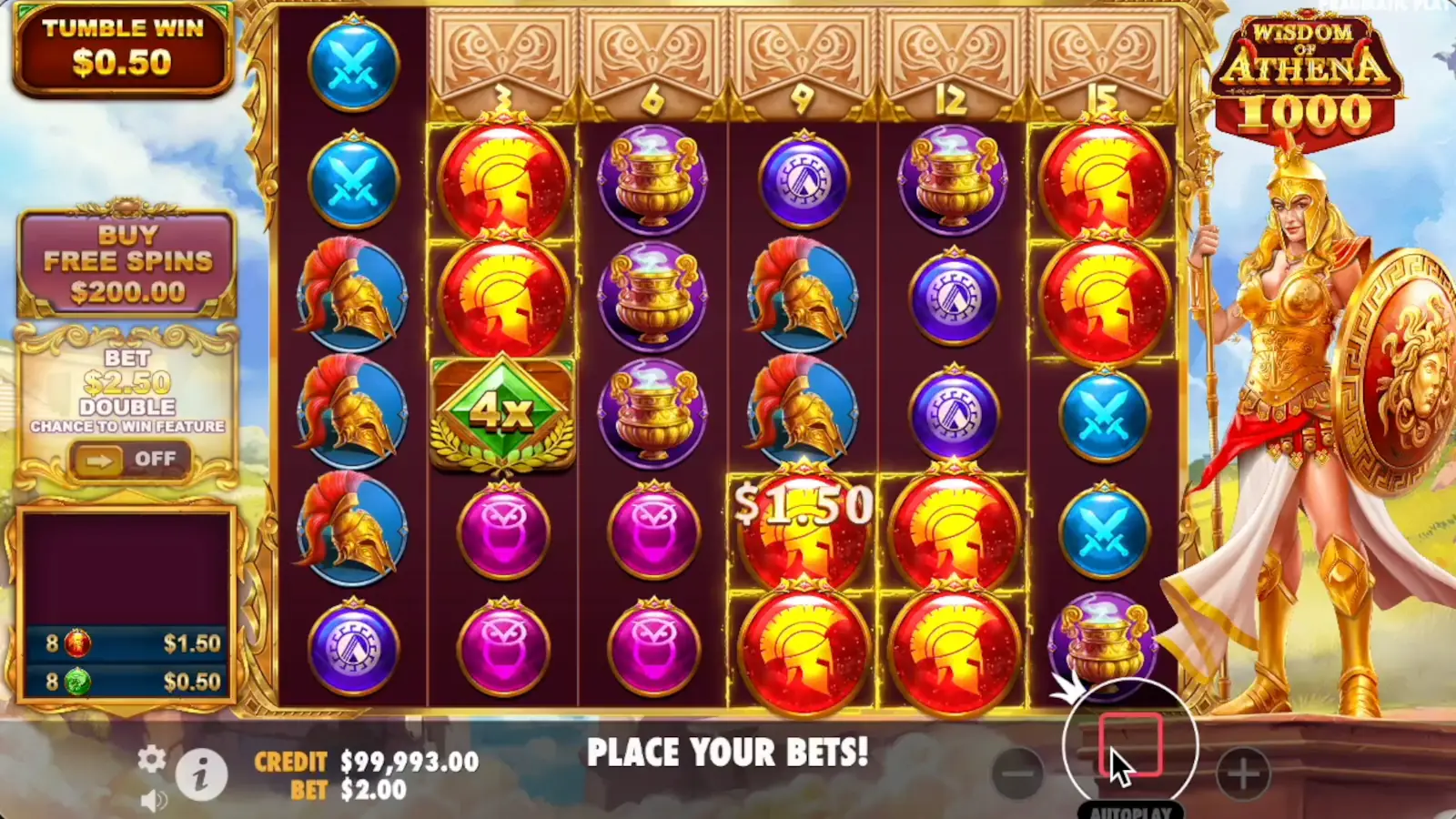 Wisdom of Athena 1000 Slot Multiplier Symbols