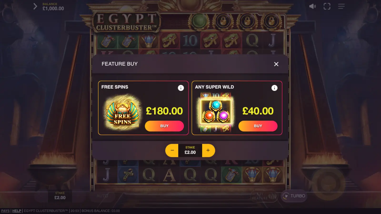 Egypt Clusterbuster Slot Feature Buy Option