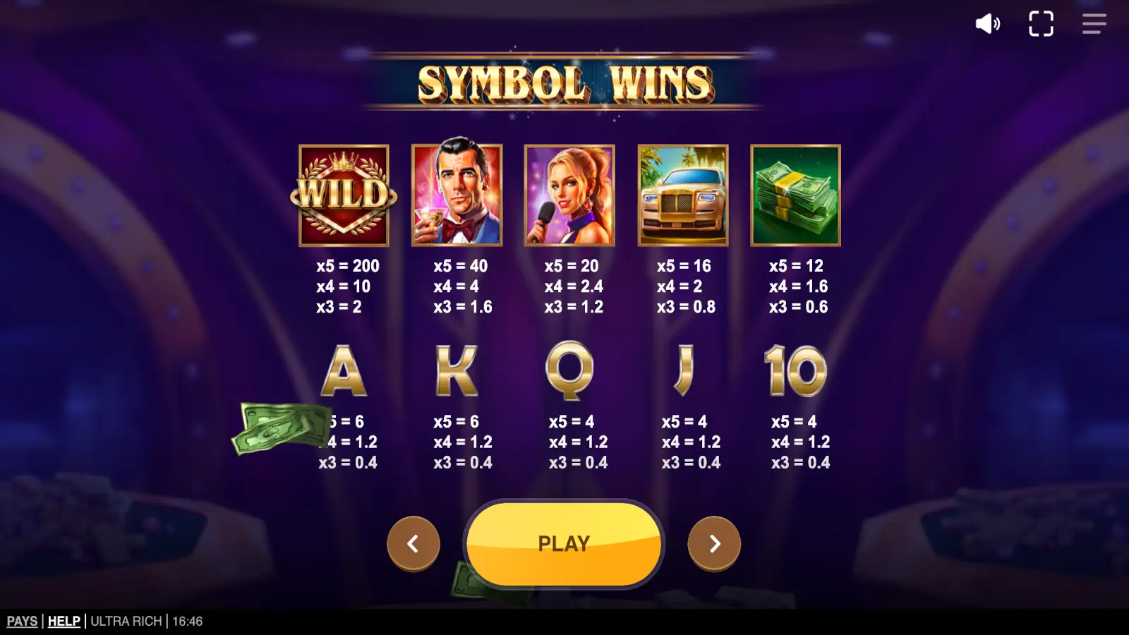 Ultra Rich Slot Symbols and Paytable