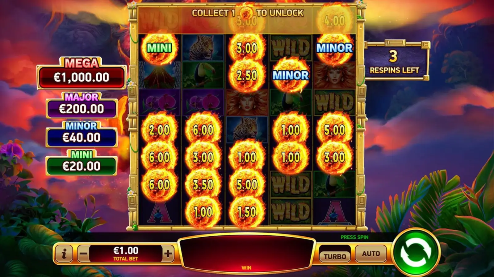 Volcano Rising Jackpot Mania Rising Feature