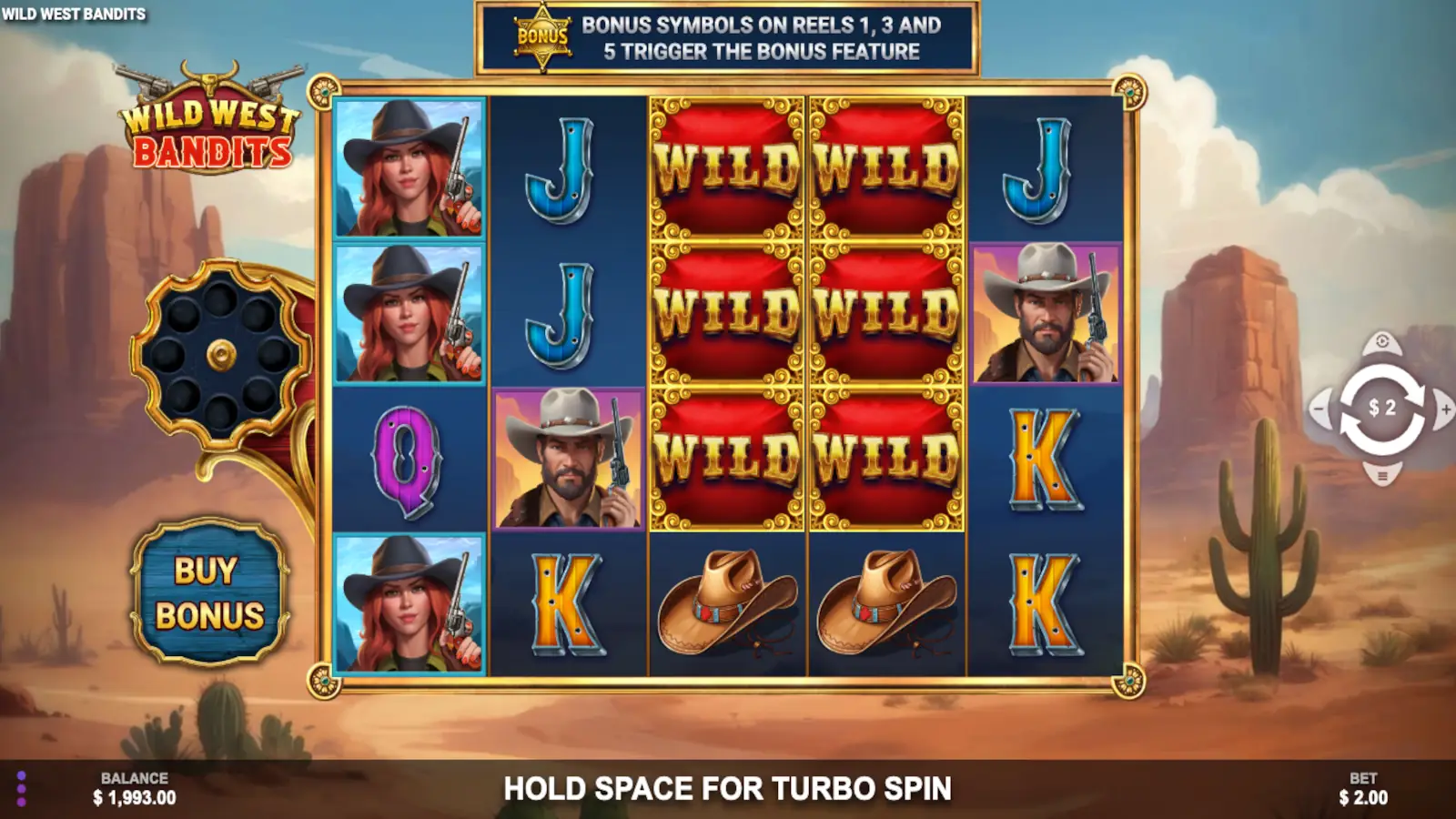 Wild West Bandits Slot Locked Frames and Wild Transformation