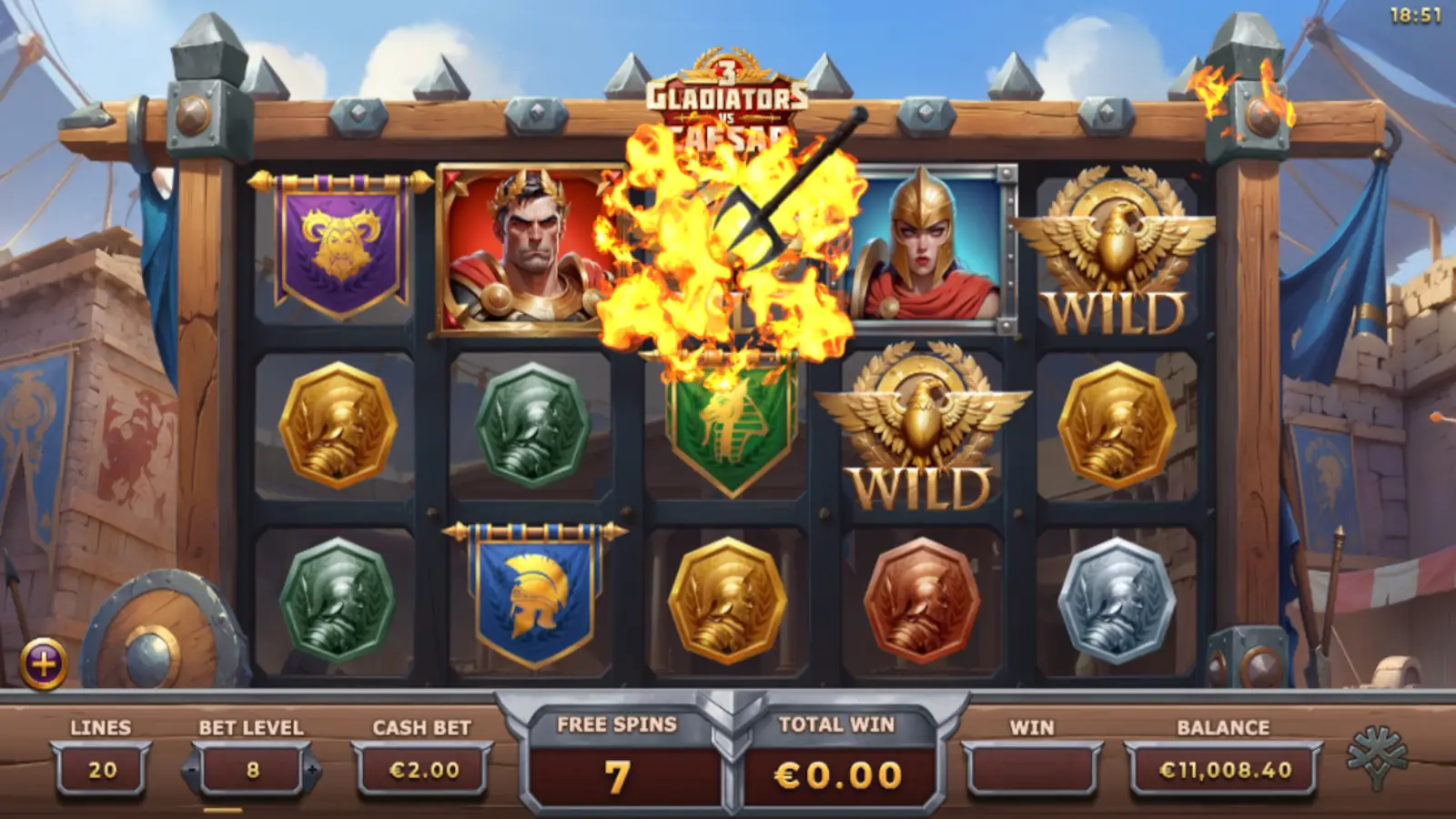 3 Gladiators vs Caesar Slot Free Spins