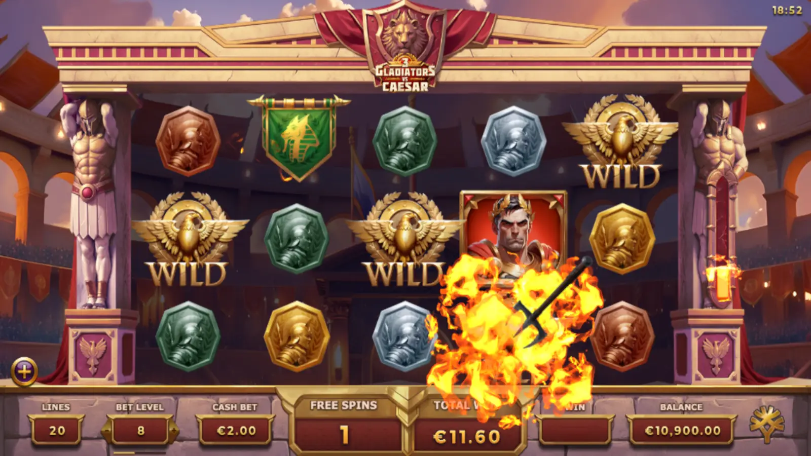 3 Gladiators vs Caesar Slot Deathmatch Free Spins 2