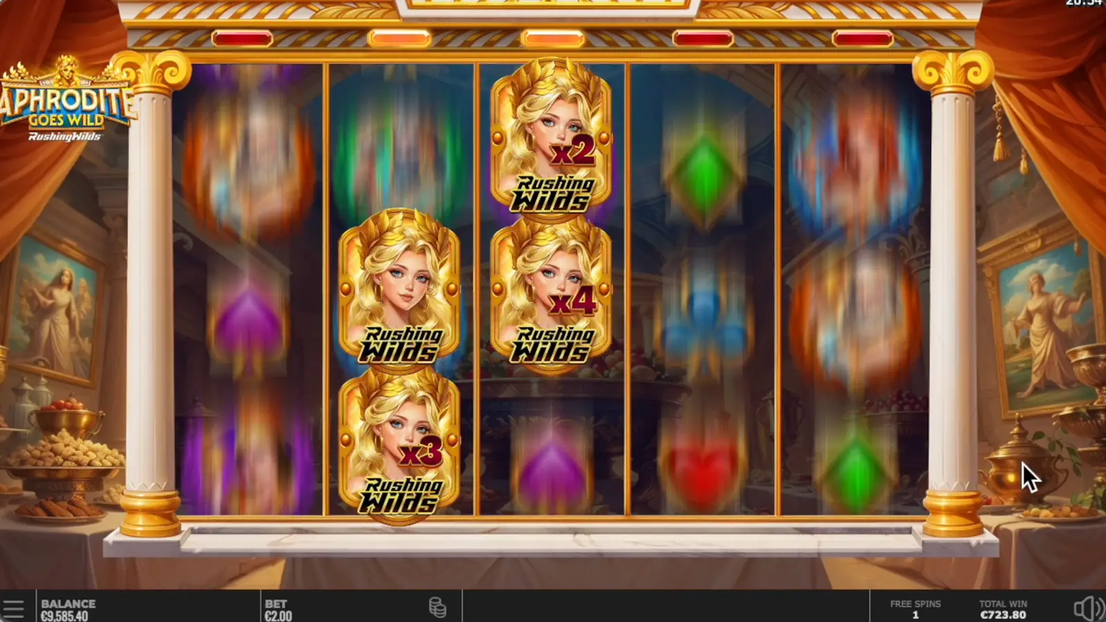 Aphrodite Goes Wild RushingWilds Slot Free Spins Feature